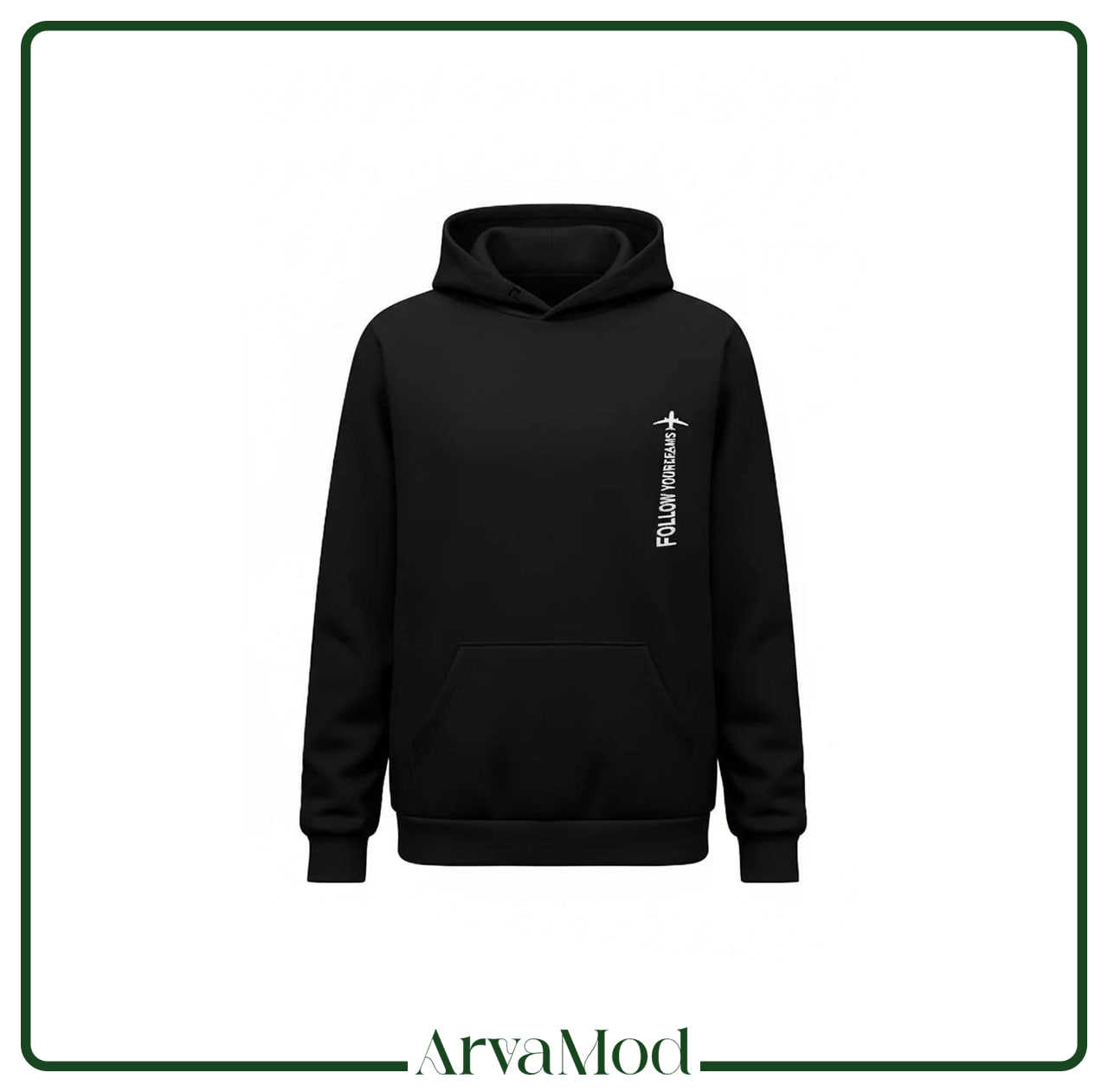 هودی مشکی سه نخ طرح FOLLOW YOUR DREAMS