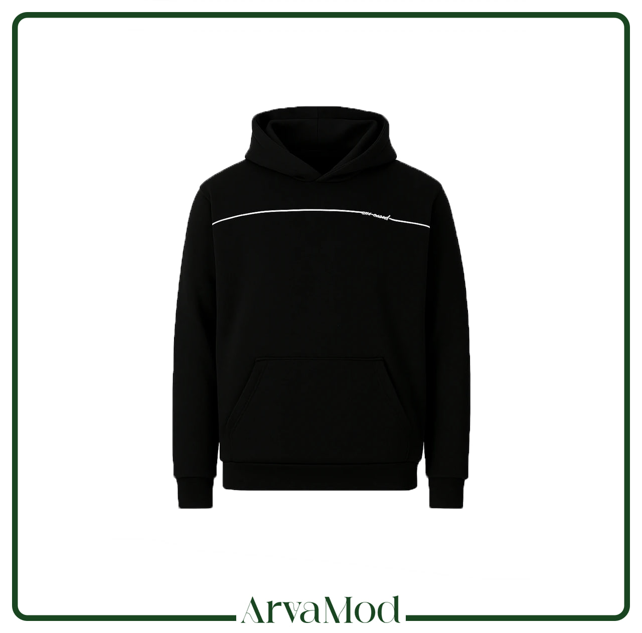 هودی مشکی سه نخ طرح Line Flow